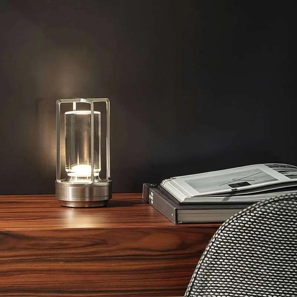 Lunara – Lanterne Cristal Nordique Rechargeable et Élégante