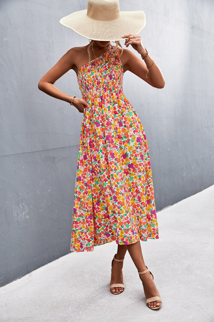 Women's Floral Dress with Low Neckline