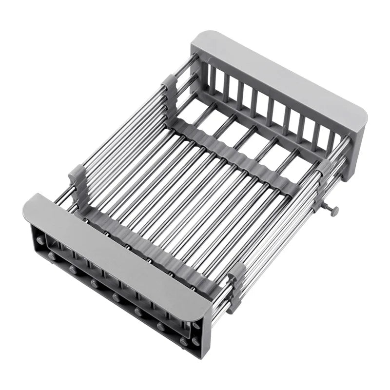 Panier Égouttoir Extensible pour Évier en Acier Inoxydable avec Panneaux Latéraux Réglables