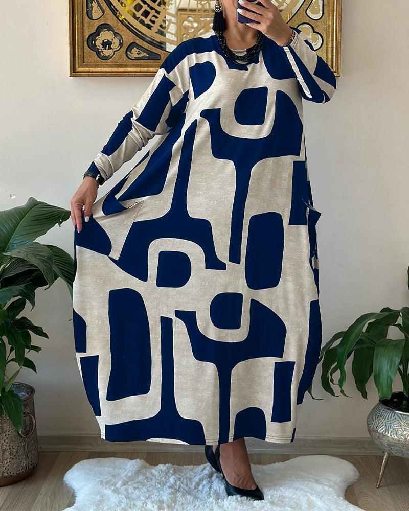 Robe à manches longues pour femmes avec imprimé tendance