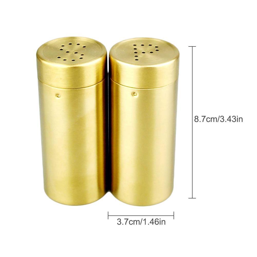 Set de Salière et Poivrière en Acier Inoxydable Doré Mat avec Couvercles Perforés S et P pour Table