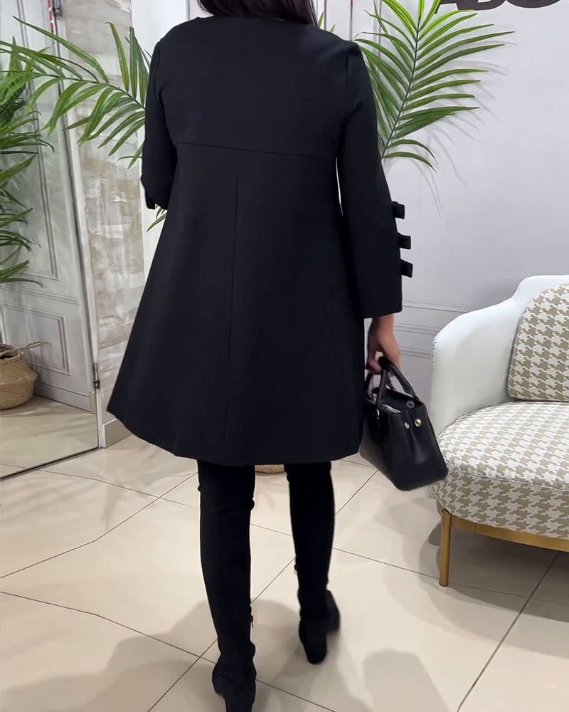 Robe A-Line Élégante Manches Longues Détail en Nœud - Aurelles