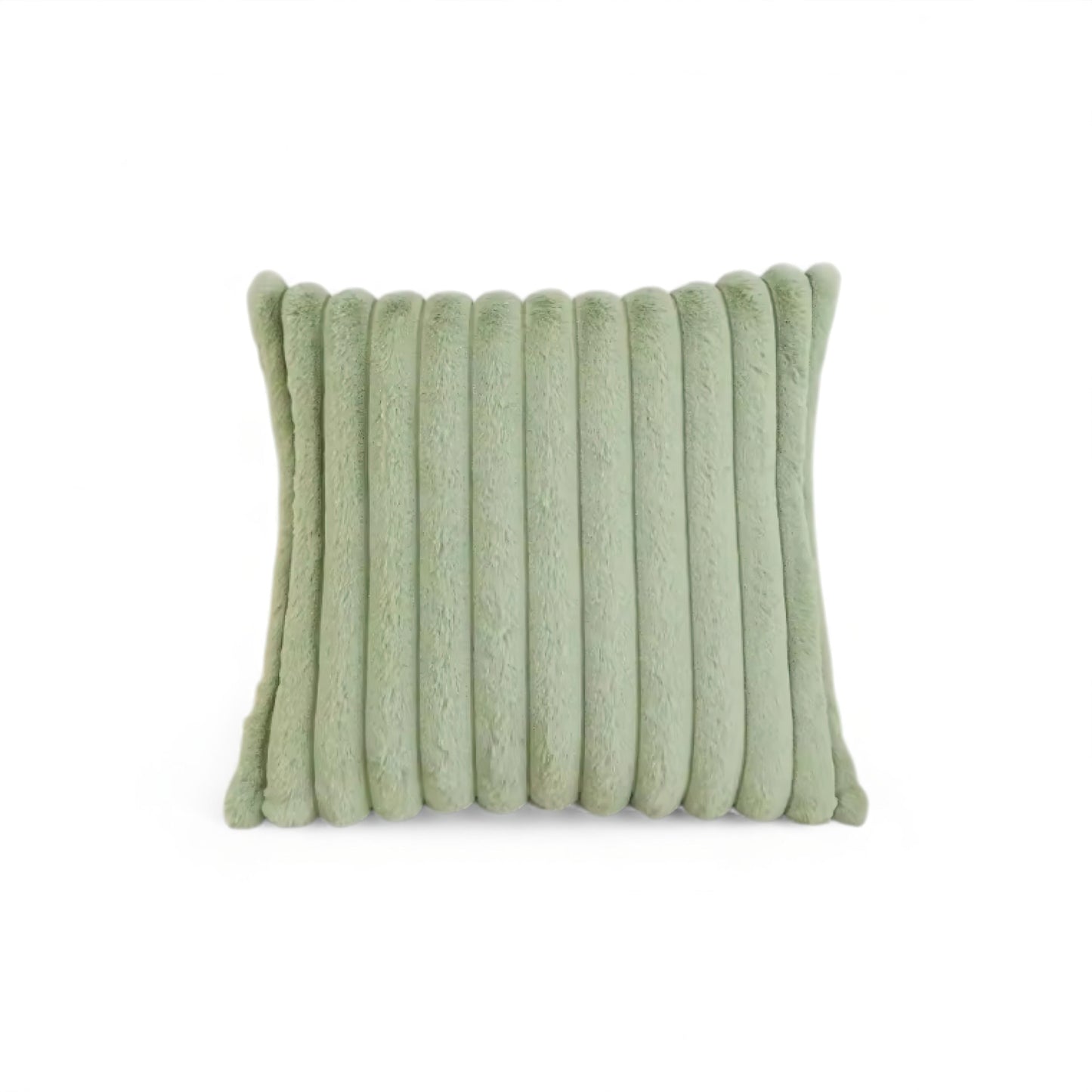 Housse de Coussin en Fausse Fourrure à Grosses Côtes Verticales en Relief pour Canapé et Lit Style Cocooning