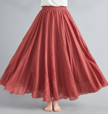 Women's Lightweight Pleated Maxi Skirt in Bohemian Chic Style