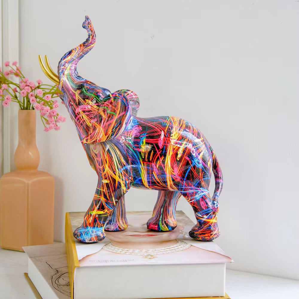 Lunara – Artistic and Colorful Graffiti Elephant Figurine
