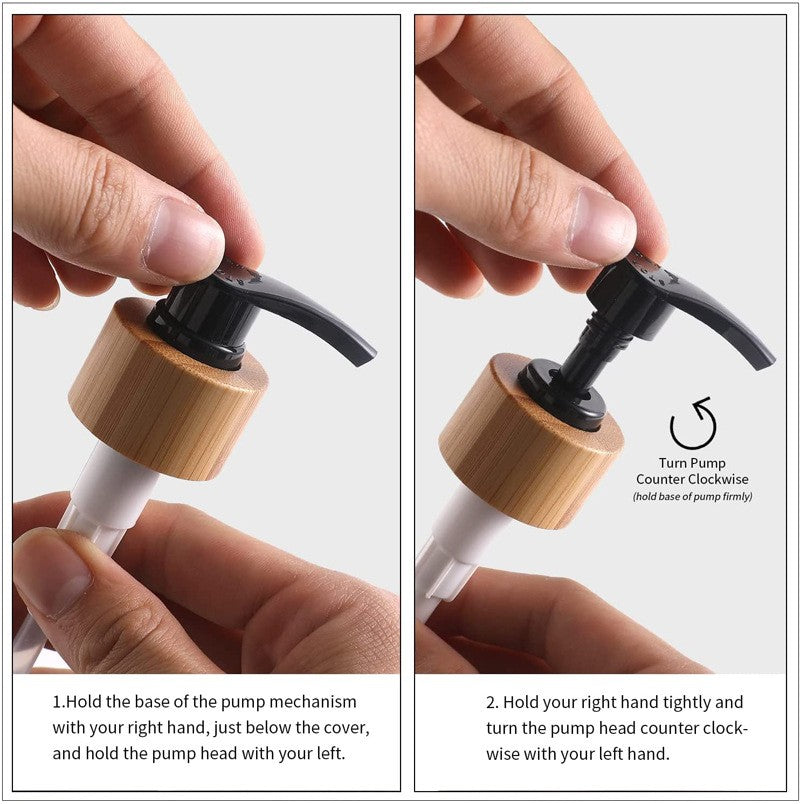 Duo de Distributeurs à Savon en Verre Mat avec Pompe Bambou Plateau Assorti pour Cuisine et Salle de Bain