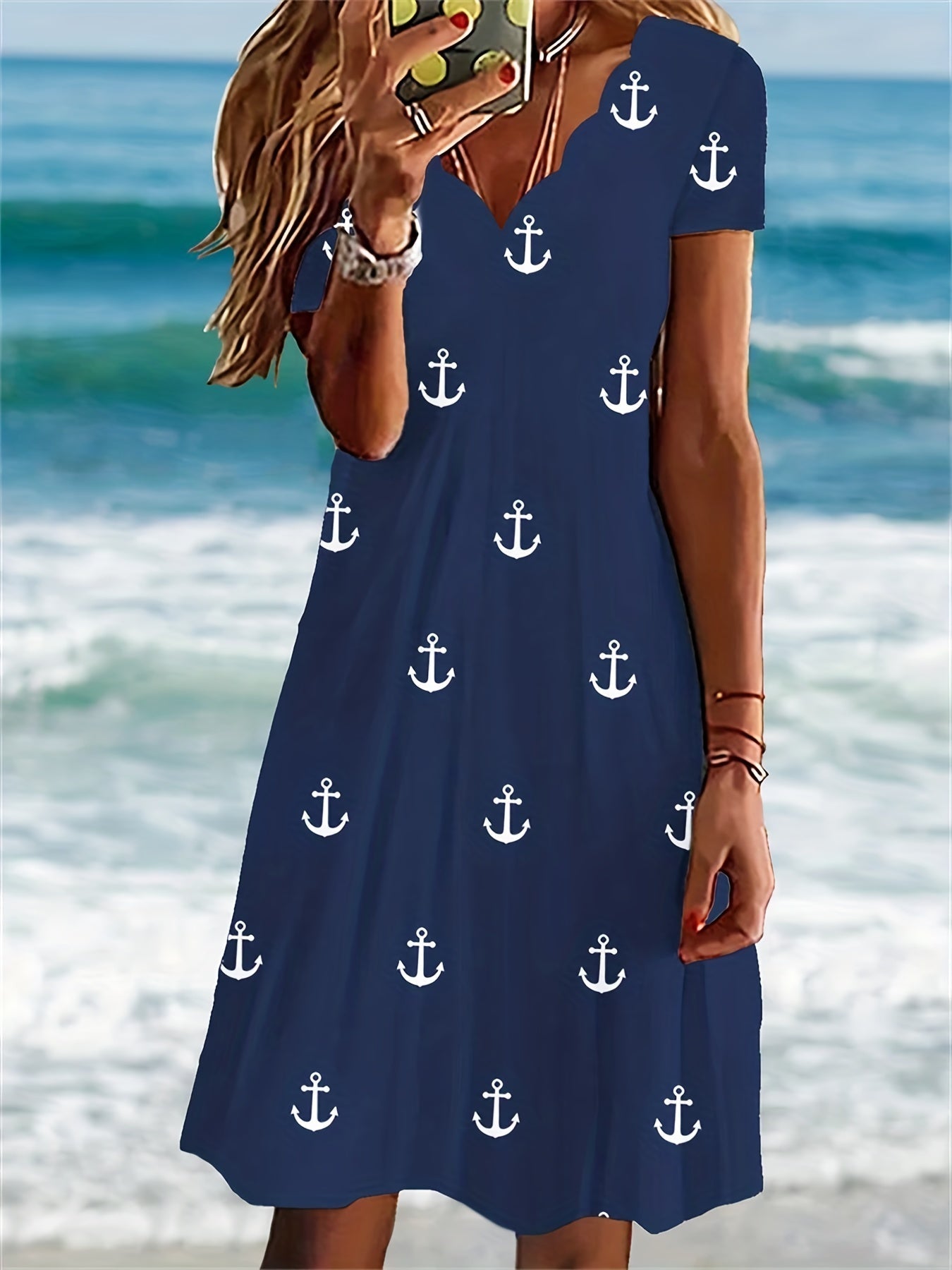 Robe Midi Imprimée Florale avec Décolleté en V pour Femmes - Aurelles