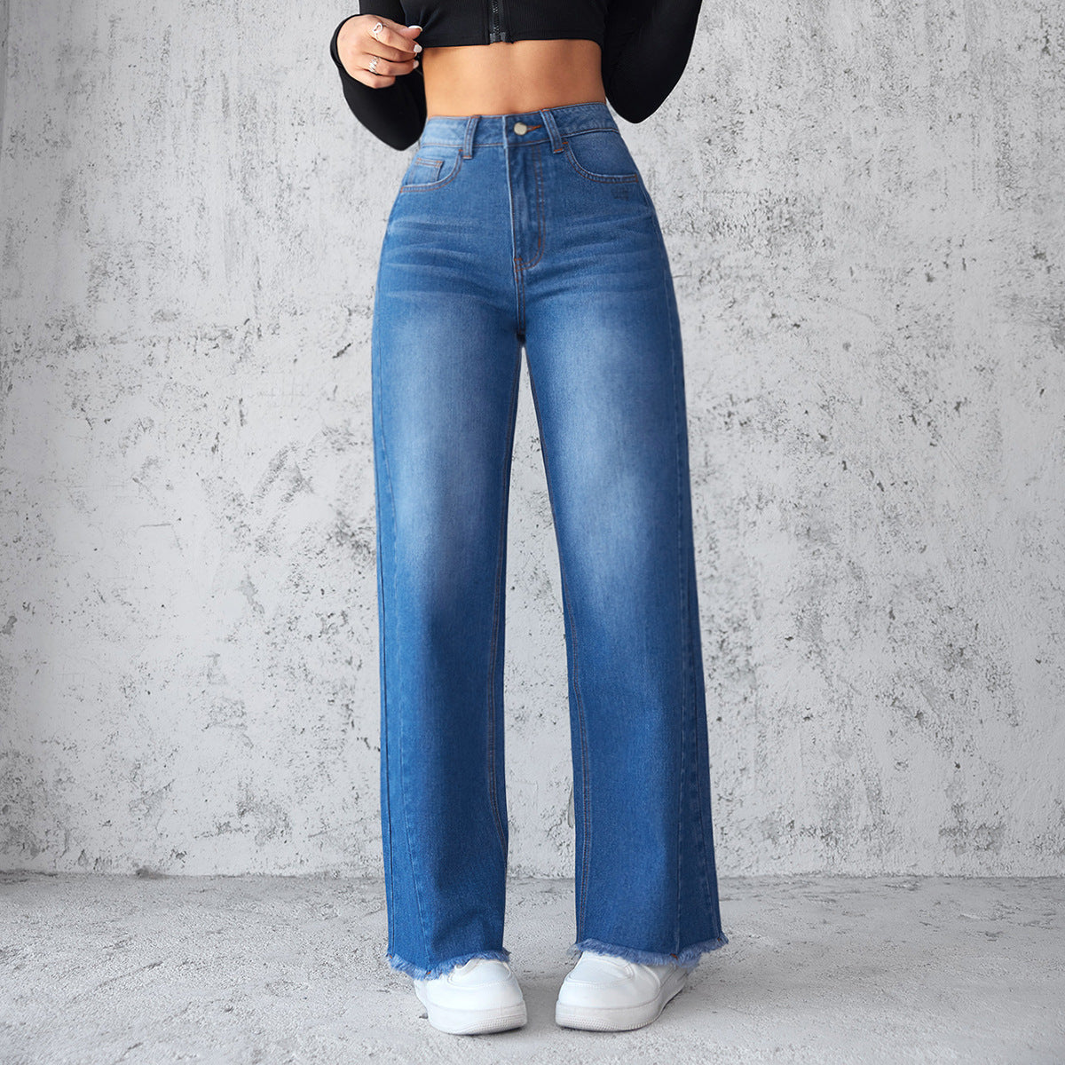 Jean Large Droit Taille Haute pour femmes - Aurelles