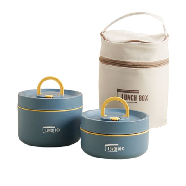 Lunch Box Isotherme Empilable en Acier Inoxydable avec Compartiments Séparés et Poignée de Transport pour Repas Chauds