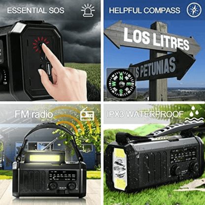 Solara – Radio d’Urgence Multifonctionnelle 10,000mAh avec Énergie Solaire et Dynamique