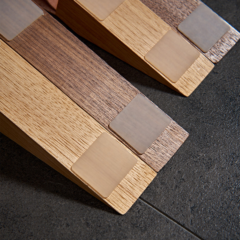 Lot de 3 Cales-Porte en Bois Massif avec Poignée en Cuir Style Scandinave pour Toutes Pièces