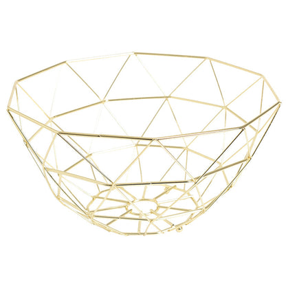 Corbeille Décorative en Fils Métalliques Géométriques Cuivrés pour Fruits Magazines et Accessoires