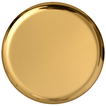 Plateau Décoratif Rond Plat en Métal Doré Brillant pour Présentation d'Objets Déco et Service Apéro