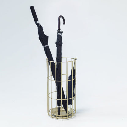 Porte-Parapluies en Métal Doré Ajouré avec Plateau Récolte-Gouttes pour Entrée Style Vintage Moderne