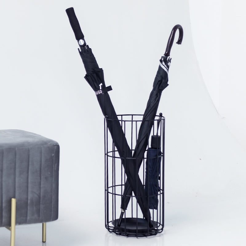 Porte-Parapluies en Métal Doré Ajouré avec Plateau Récolte-Gouttes pour Entrée Style Vintage Moderne