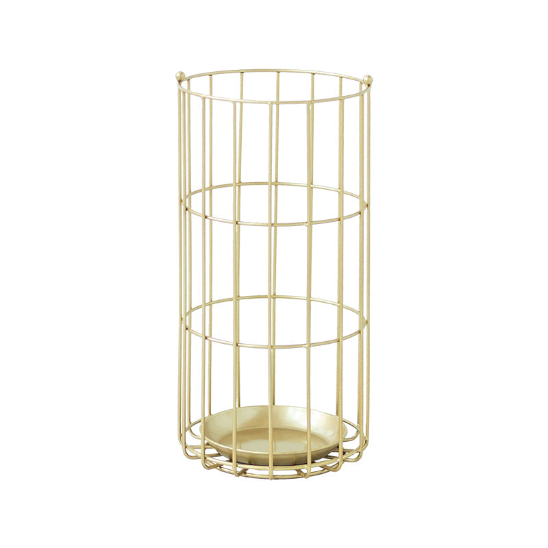Porte-Parapluies en Métal Doré Ajouré avec Plateau Récolte-Gouttes pour Entrée Style Vintage Moderne