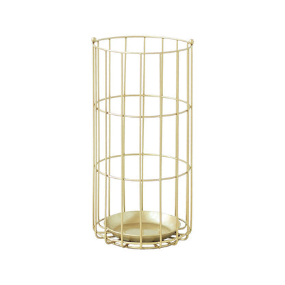 Porte-Parapluies en Métal Doré Ajouré avec Plateau Récolte-Gouttes pour Entrée Style Vintage Moderne