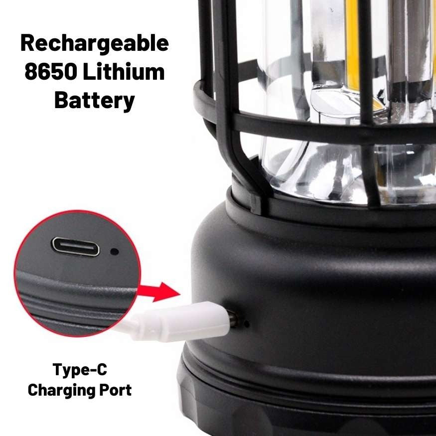 Lumora – Lampe de Camping Rechargeable LED au Style Vintage et Luminosité Ajustable