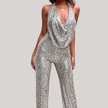 Combinaison Élégante pour Femmes – Sans Manches, Pantalon Large, Tenue Formelle - Aurelles