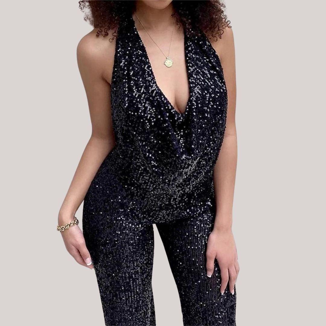 Combinaison Élégante pour Femmes – Sans Manches, Pantalon Large, Tenue Formelle - Aurelles
