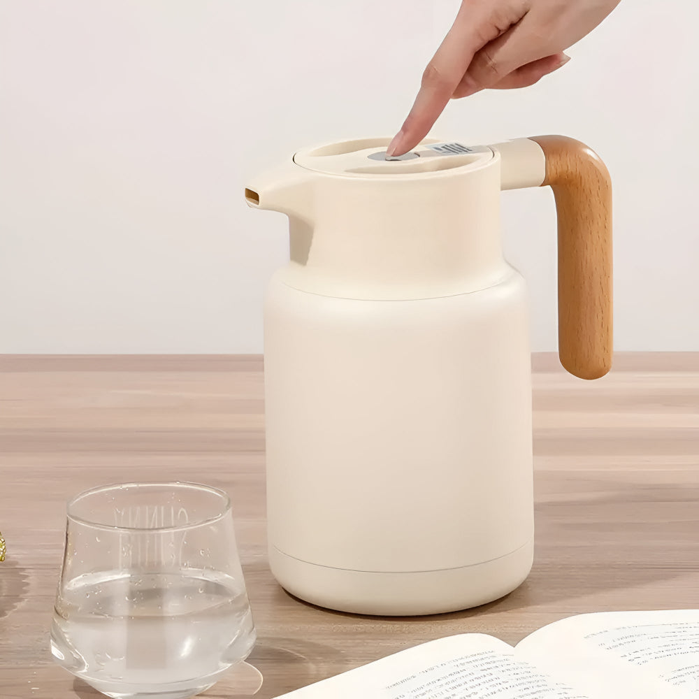 Terra – Carafe Thermique Élégante à Poignée en Bois
