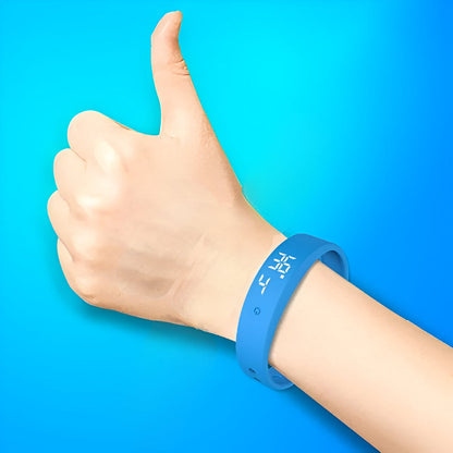 Bracelet Connecté Fitness en Silicone Étanche avec Affichage LED Notifications par Vibration pour Sport et Quotidien