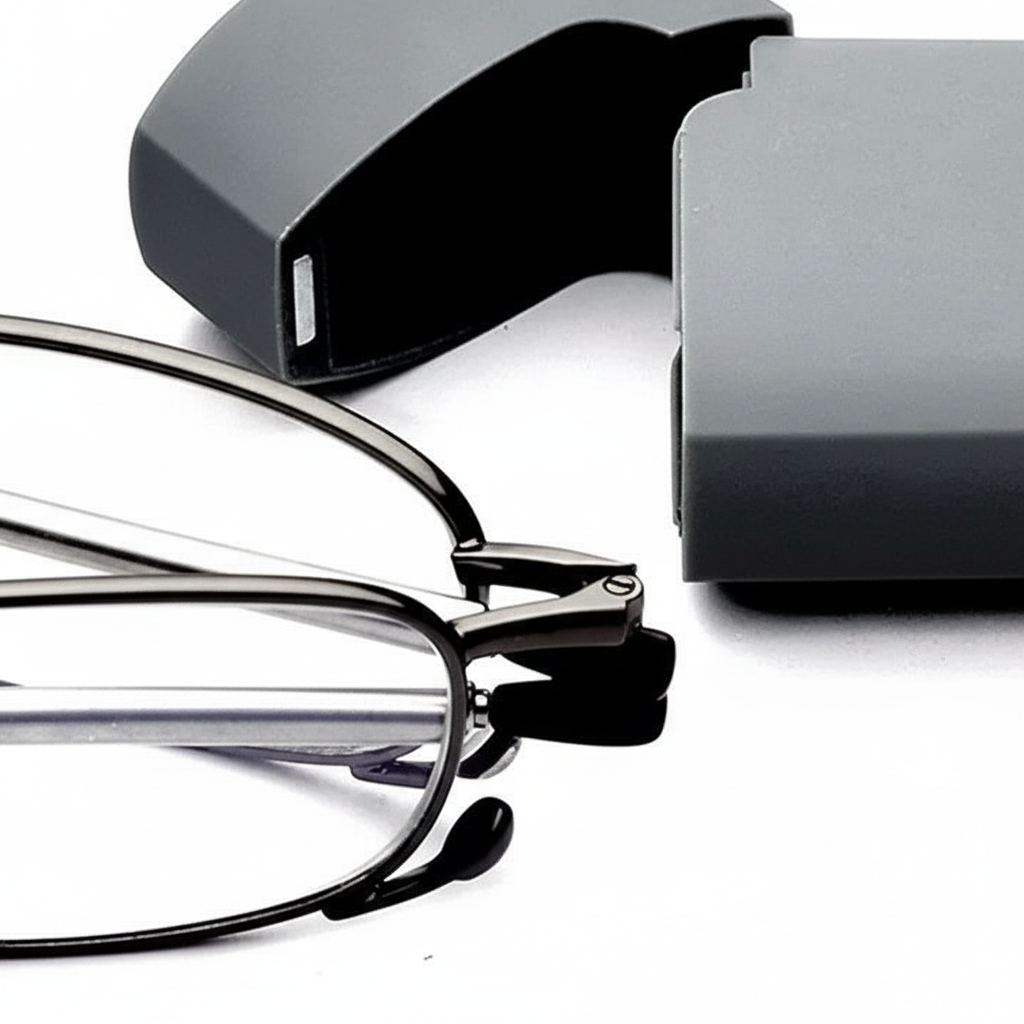 Lunettes de Lecture Pliables Compactes avec Étui Rigide Monture Métal Fine et Verres Correcteurs pour Hommes et Femmes