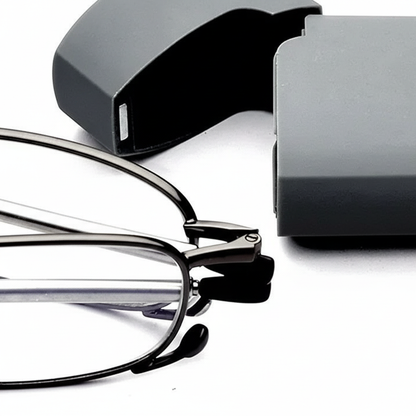 Lunettes de Lecture Pliables Compactes avec Étui Rigide Monture Métal Fine et Verres Correcteurs pour Hommes et Femmes