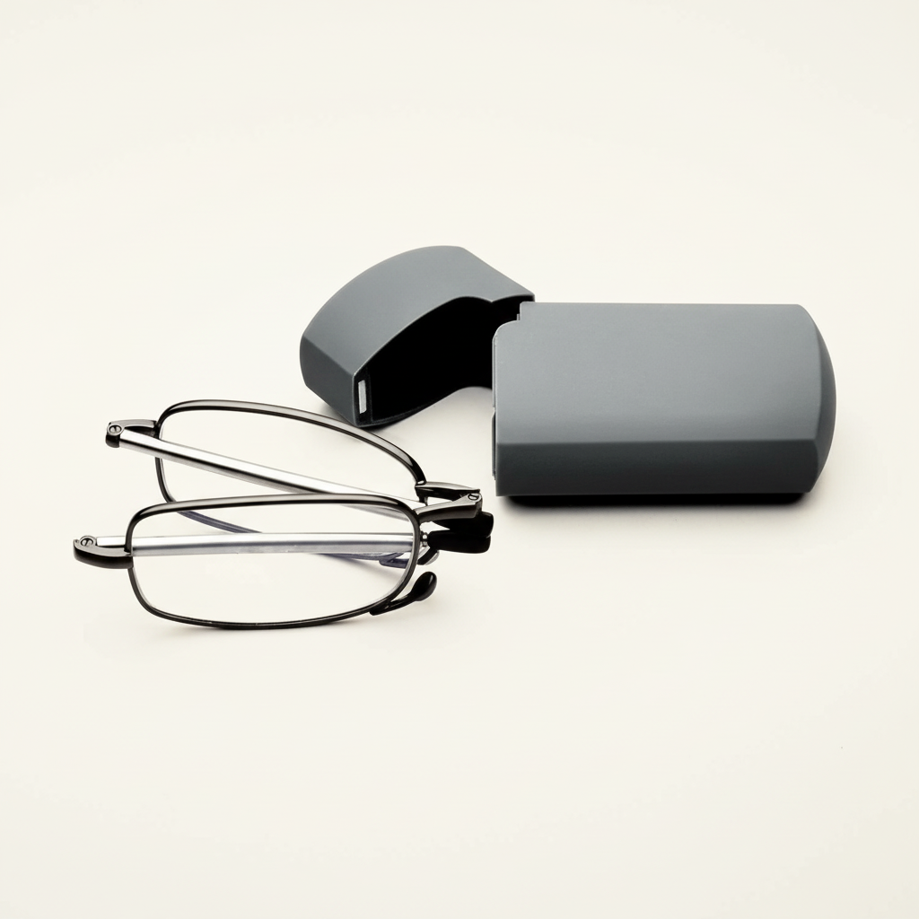 Lunettes de Lecture Pliables Compactes avec Étui Rigide Monture Métal Fine et Verres Correcteurs pour Hommes et Femmes