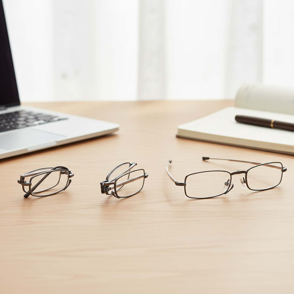 Lunettes de Lecture Pliables Compactes avec Étui Rigide Monture Métal Fine et Verres Correcteurs pour Hommes et Femmes