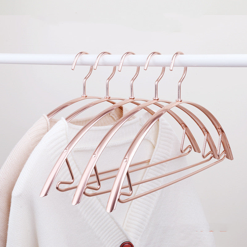 Cintres en Aluminium Arrondis pour Vêtements, Épaules Anti-Marques, Profil Fin Antidérapant avec Barre pour Pantalons