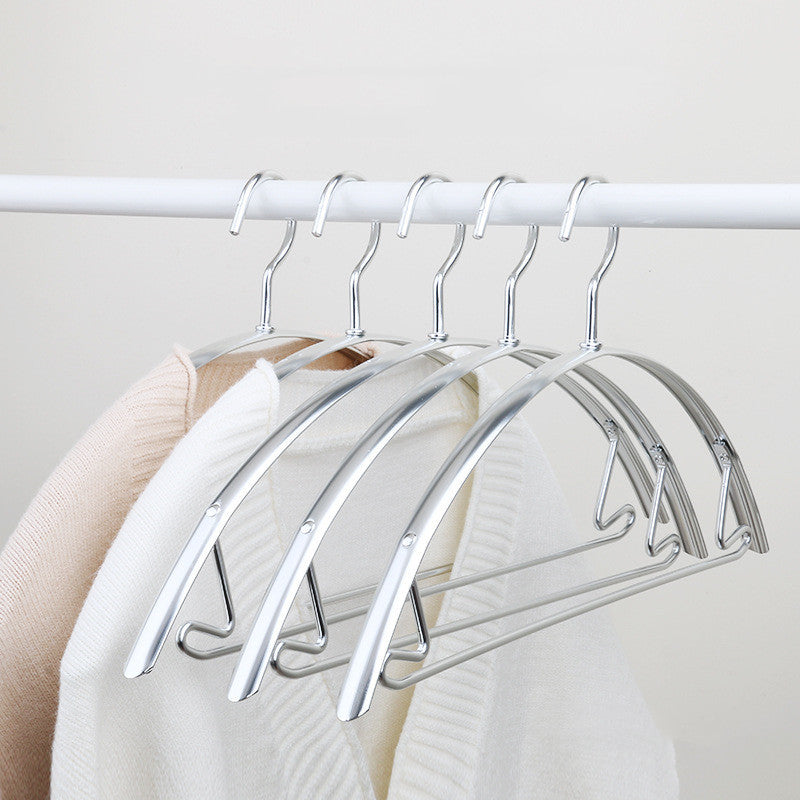 Cintres en Aluminium Arrondis pour Vêtements, Épaules Anti-Marques, Profil Fin Antidérapant avec Barre pour Pantalons