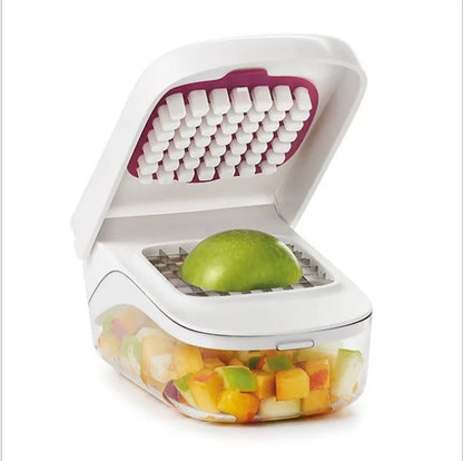 Hachoir à Légumes Manuel Multifonction avec Bac de Récupération et Lames en Acier Inoxydable