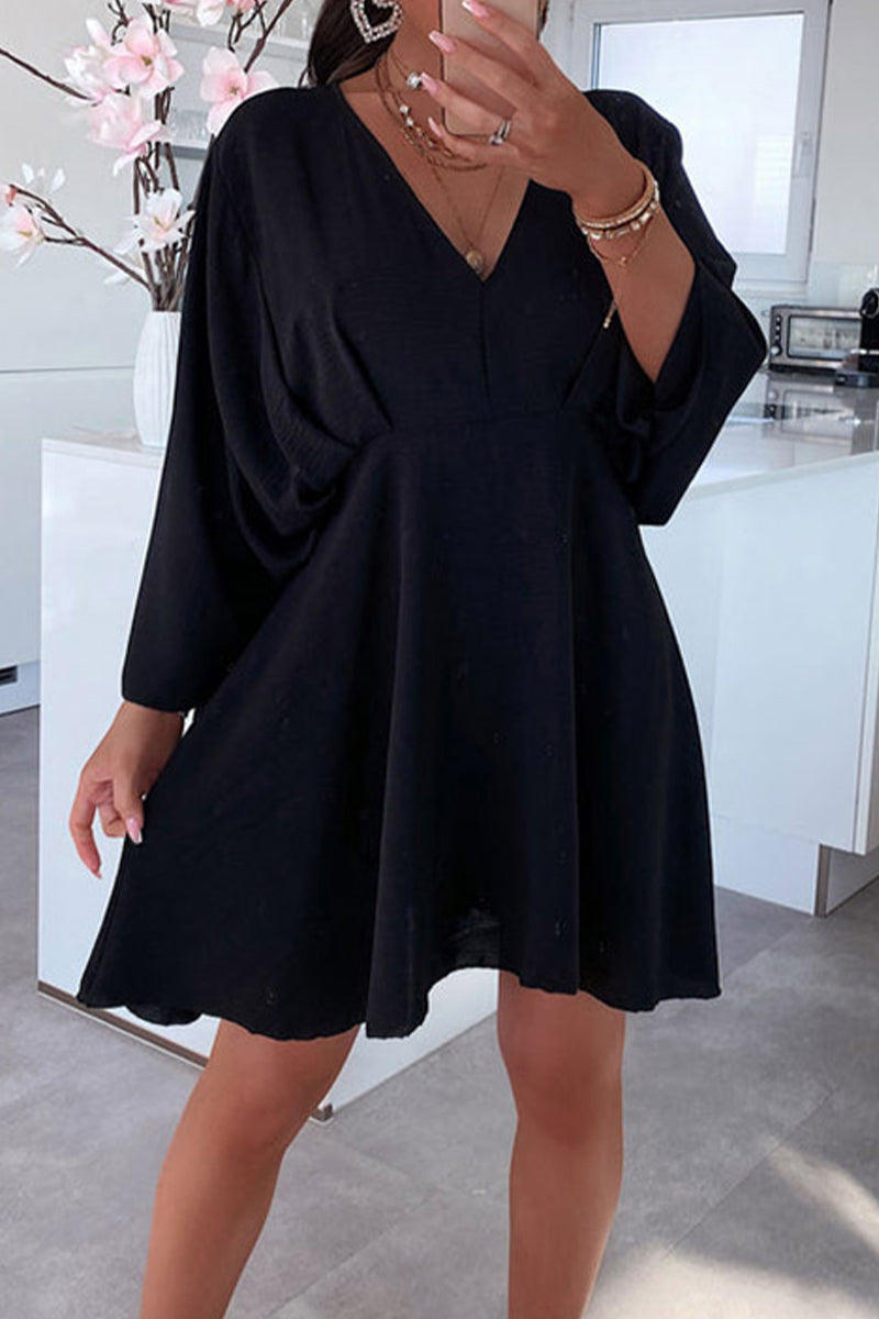 Robe A-Ligne à Col V pour Femmes - Élégance Décontractée