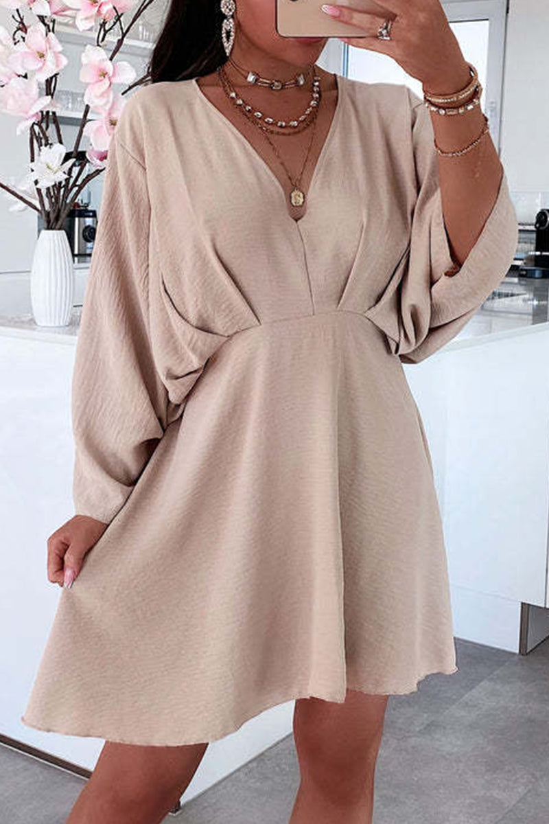Robe A-Ligne à Col V pour Femmes - Élégance Décontractée