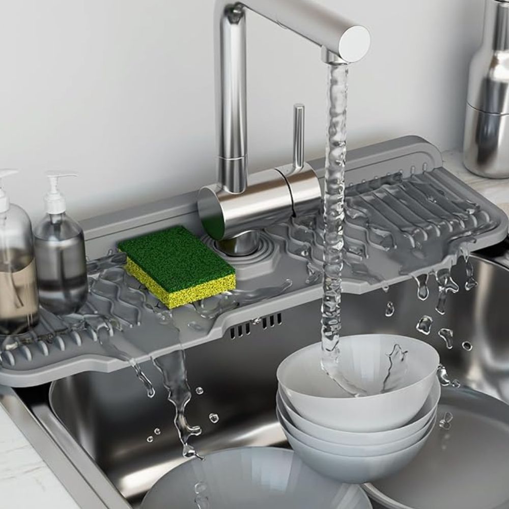 Velora – Tapis de Lavabo en Caoutchouc Incliné Pratique et Antidérapant