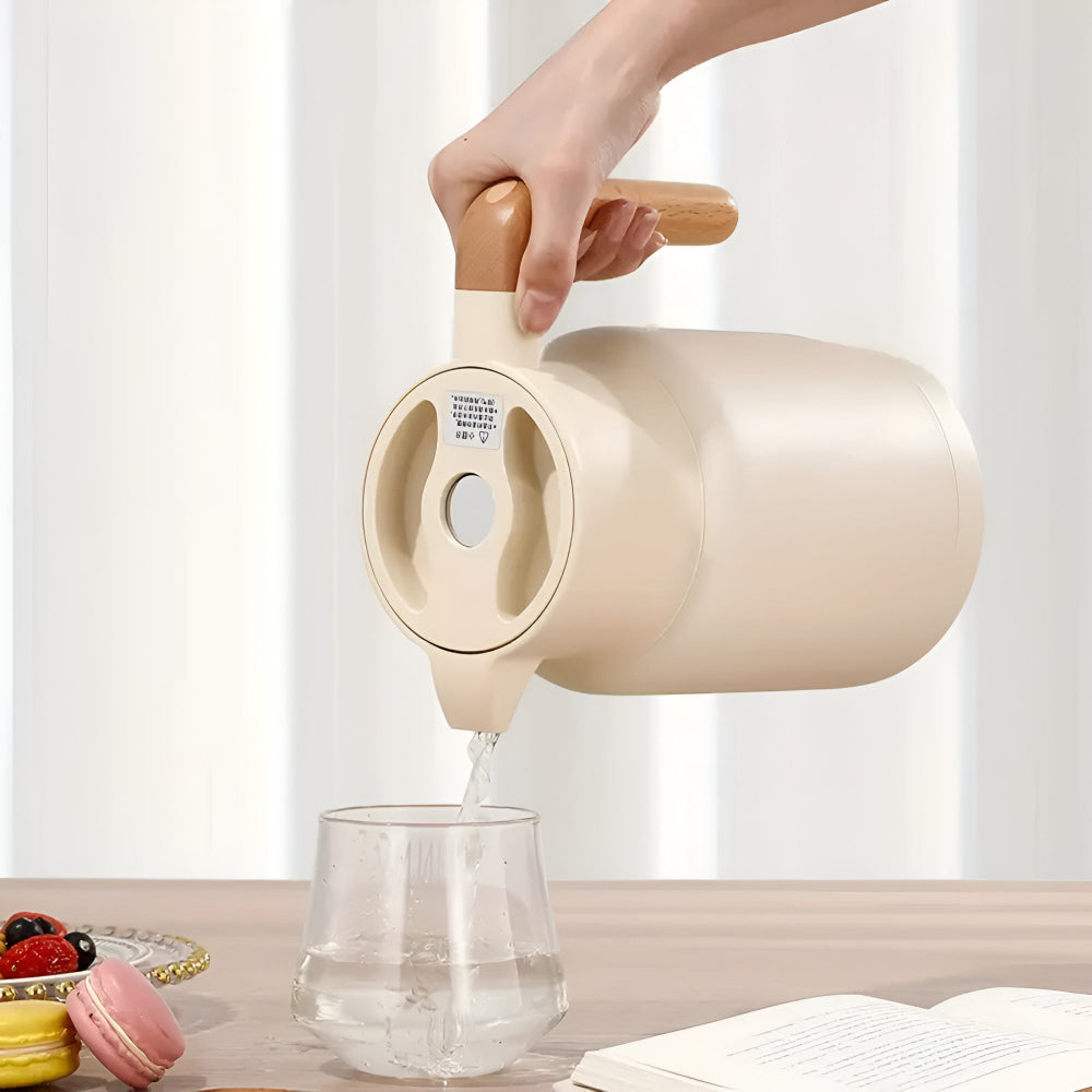 Terra – Carafe Thermique Élégante à Poignée en Bois