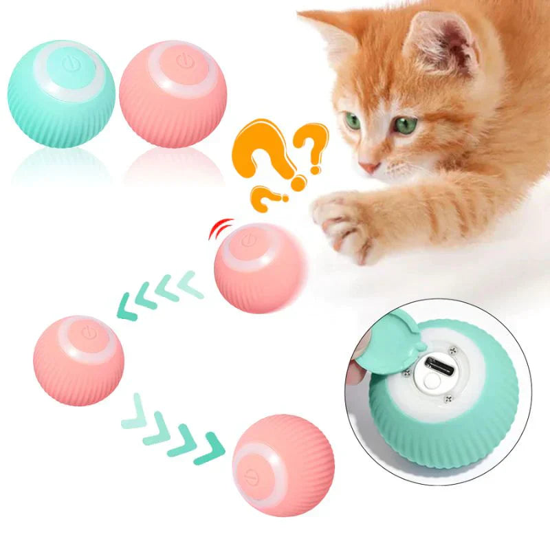 Balle Interactive Automatique pour Chat Rechargeable USB avec Lumière LED Capteur de Mouvement et Détection d'Obstacles