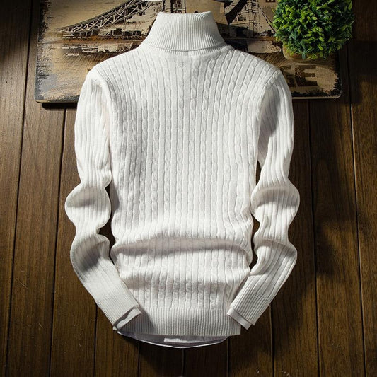Pull en coton classique avec col roulé pour hommes - Aurelles