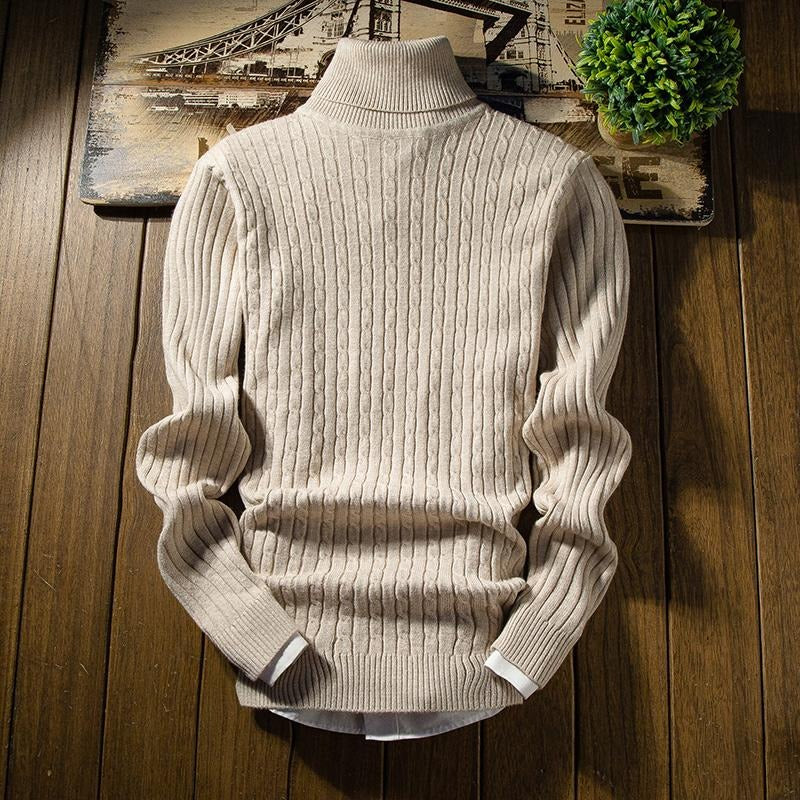 Pull en coton classique avec col roulé pour hommes - Aurelles