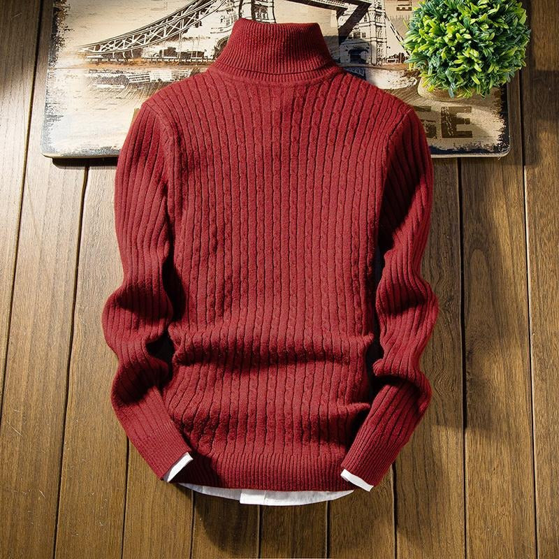 Pull en coton classique avec col roulé pour hommes - Aurelles