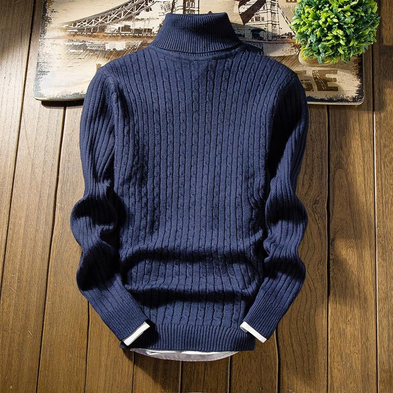 Pull en coton classique avec col roulé pour hommes - Aurelles