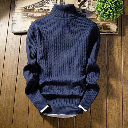 Pull en coton classique avec col roulé pour hommes - Aurelles
