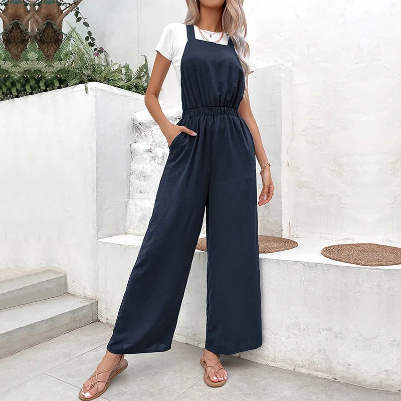Combinaison large pour femmes avec taille élastique et poches latérales - Aurelles