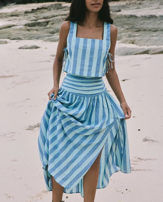 Women's Two-Piece Striped Set - Elegance and Comfort
