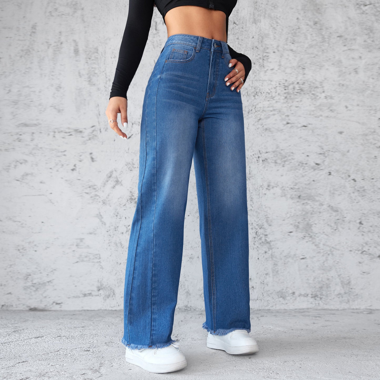 Jean Large Droit Taille Haute pour femmes - Aurelles