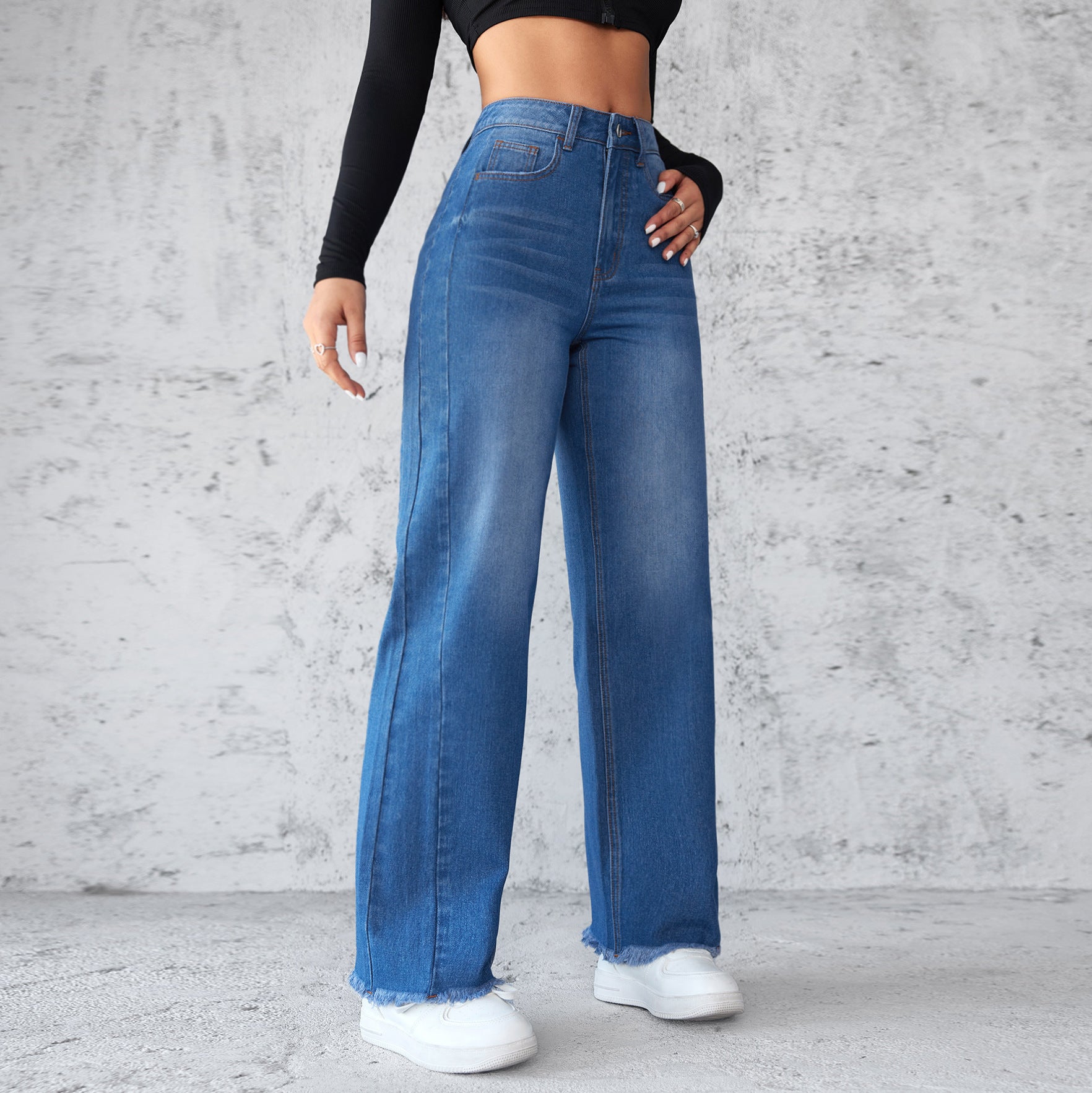 Jean Large Droit Taille Haute pour femmes - Aurelles