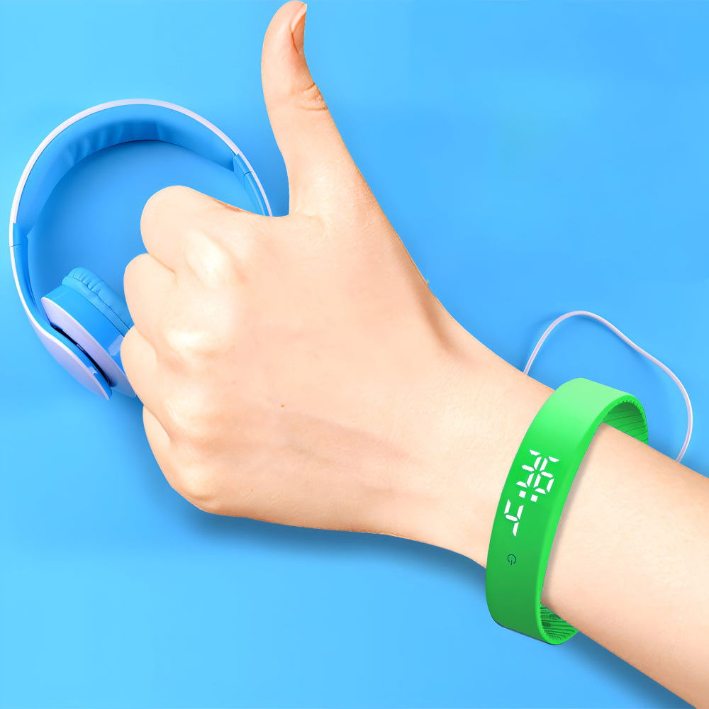 Bracelet Connecté Fitness en Silicone Étanche avec Affichage LED Notifications par Vibration pour Sport et Quotidien