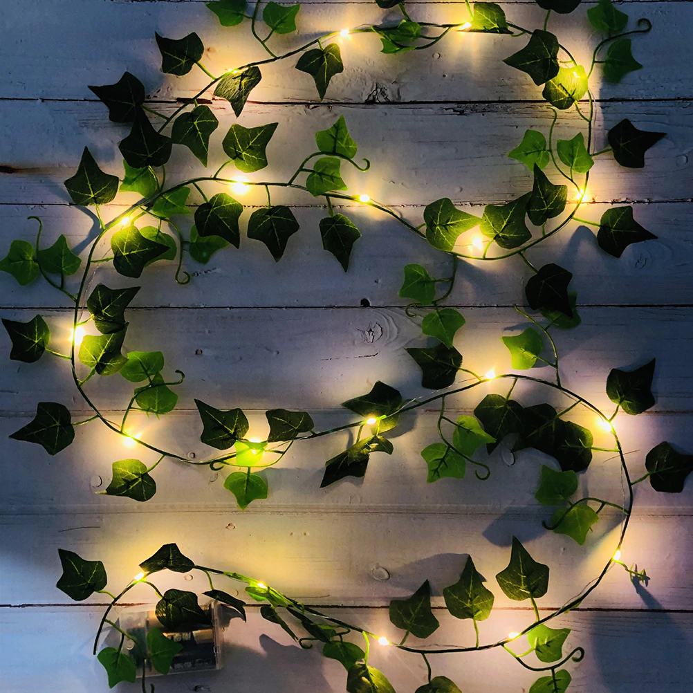 Guirlande Lumineuse à Feuilles de Lierre Artificielles, Guirlande LED Déco pour Chambre et Mur, Alimentation sur Piles