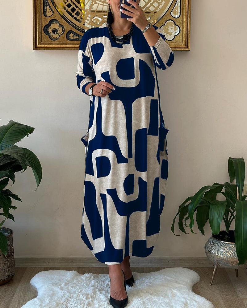 Robe à manches longues pour femmes avec imprimé tendance